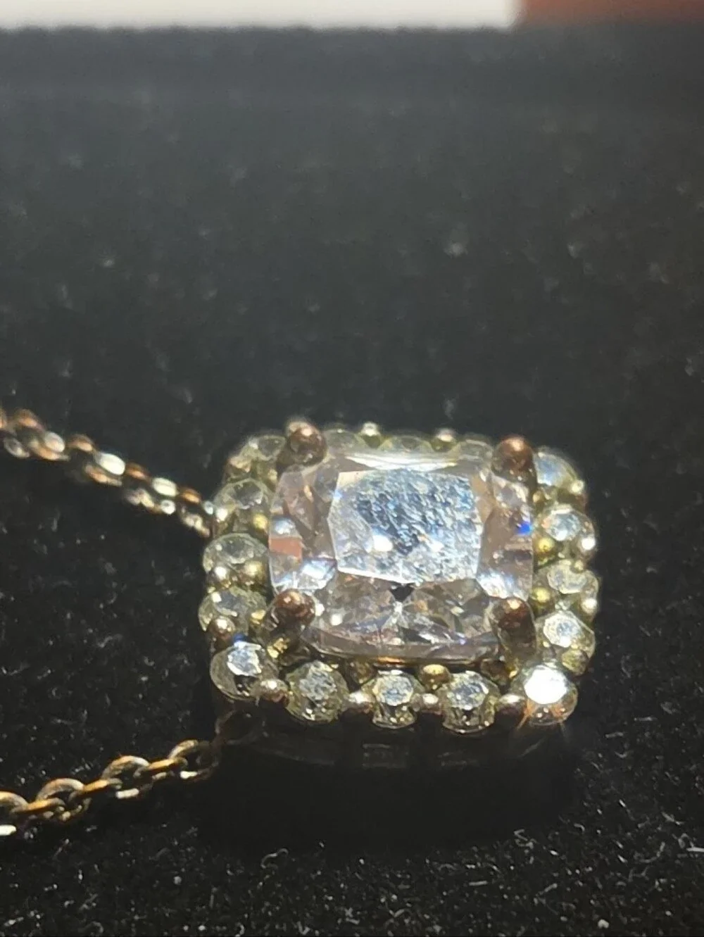 KAY JEWELERS Halo Square Cubic Zirconia Pendant Necklace - 925/MM stamp NEW